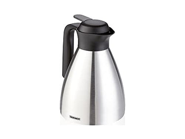 Leifheit Shine 1.0 insulated jug, 100% leak-proof, thermos flask with double-walled stainless steel insulation, convenient one-handed opening and closing, coffee pot, teapot, silver-black on sale
